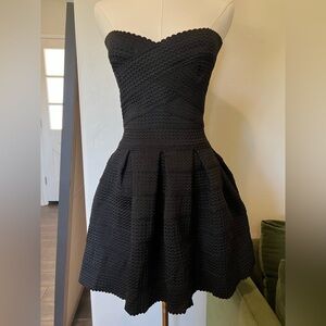 L'ATISTE Black Strapless Textured Dress